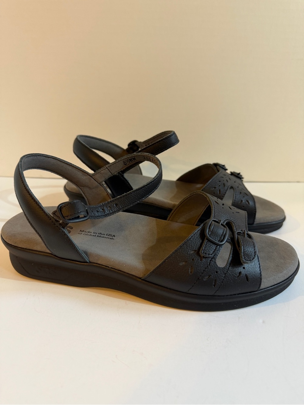 SAS Duo Comfortable Women's Black Leather Slingback Sandals Size 8.5 WW